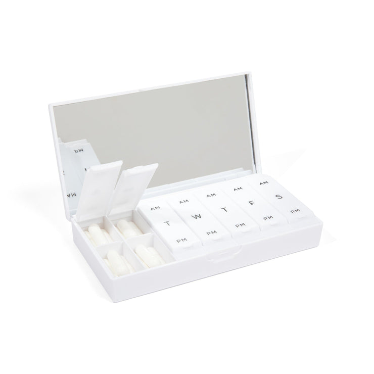 Crisp White AM/PM Pill Box Pillbox Port and Polish 